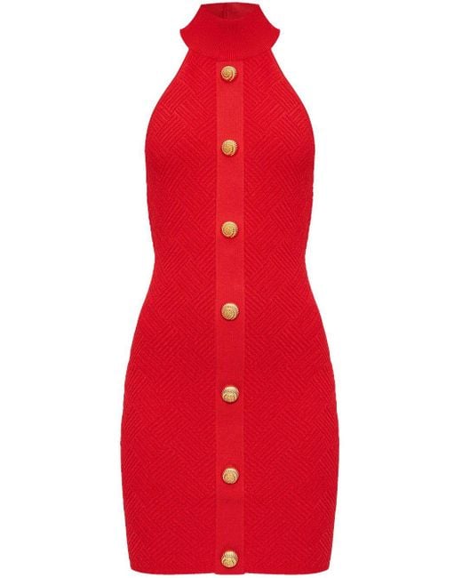 Balmain Red Halterneck Mini Dress