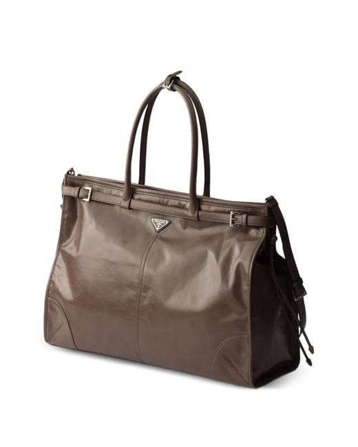 Prada Brown Bonnie Leather Tote Bag for men