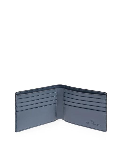 Etro Gray Paisley-Print Leather Wallet for men