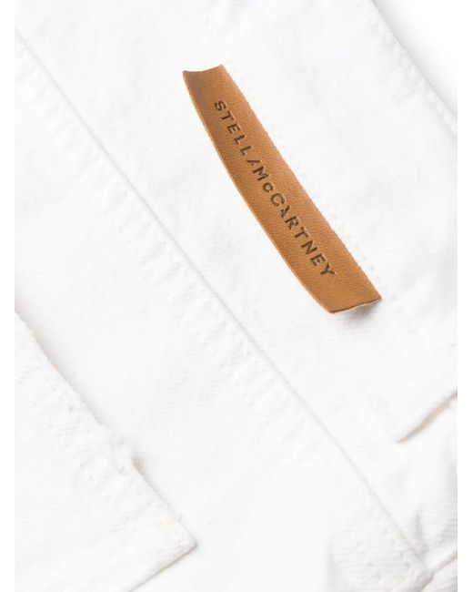 Stella McCartney White Distressed Straight-Leg Jeans