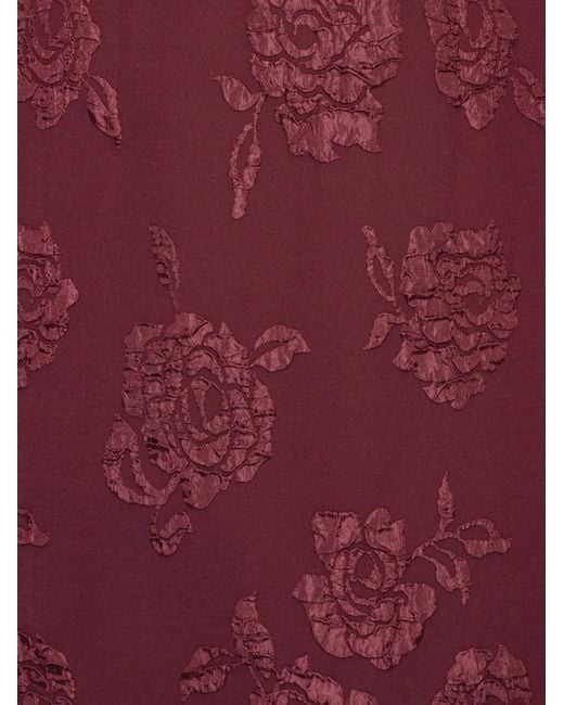 ROTATE BIRGER CHRISTENSEN Purple Jacquard Midi Puffy Dress