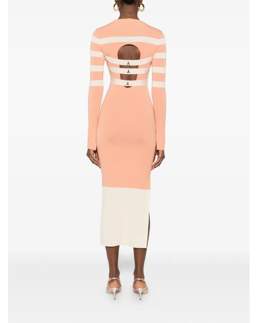 Patrizia Pepe Pink Striped Two-Tone Knit Dress