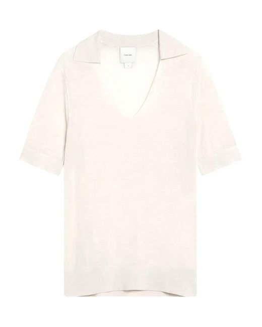 Calvin Klein Zijden Poloshirt in het White