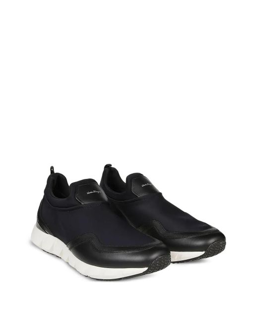 Ferragamo Black Slip-On Leather Sneakers for men