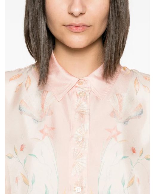 Forte_forte Pink Floral-Print Silk Shirt