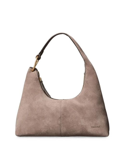 Calvin Klein Natural Suede Shoulder Bag
