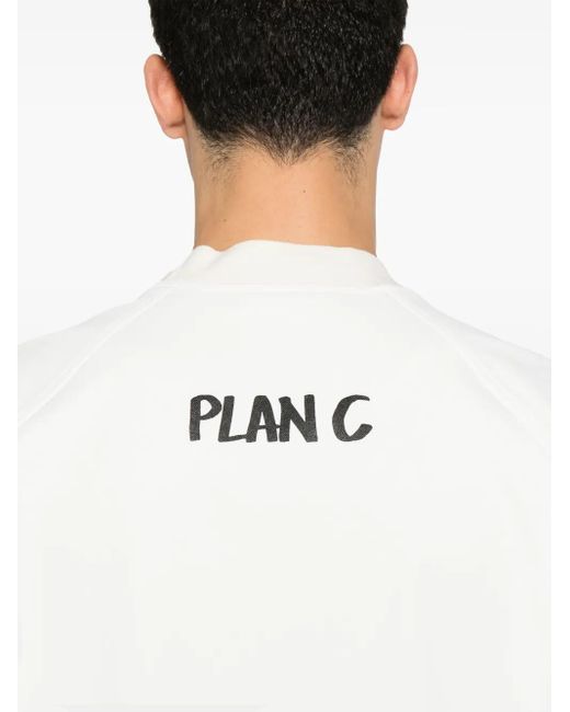 Plan C White Bianca-Print T-Shirt for men