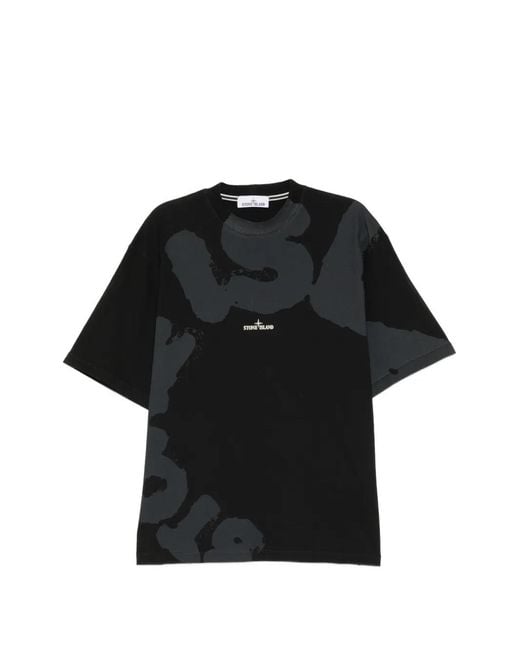 Stone Island Black Logo-Printed T-Shirt for men