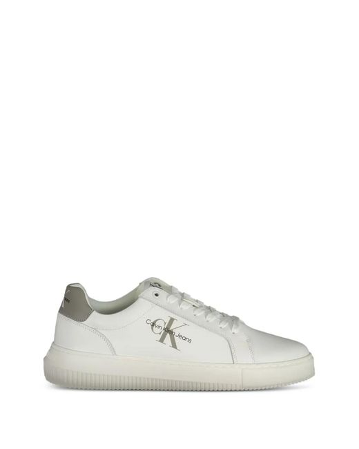 Calvin Klein White Monogram Low-Top Sneakers for men