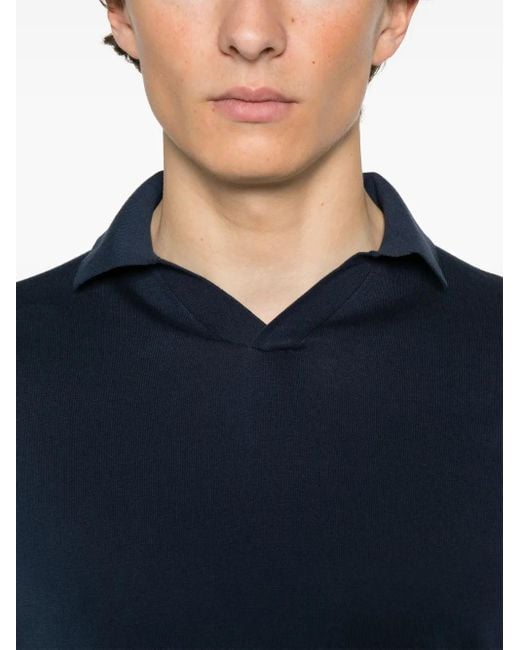 Fedeli Blue Fuji Polo Shirt for men