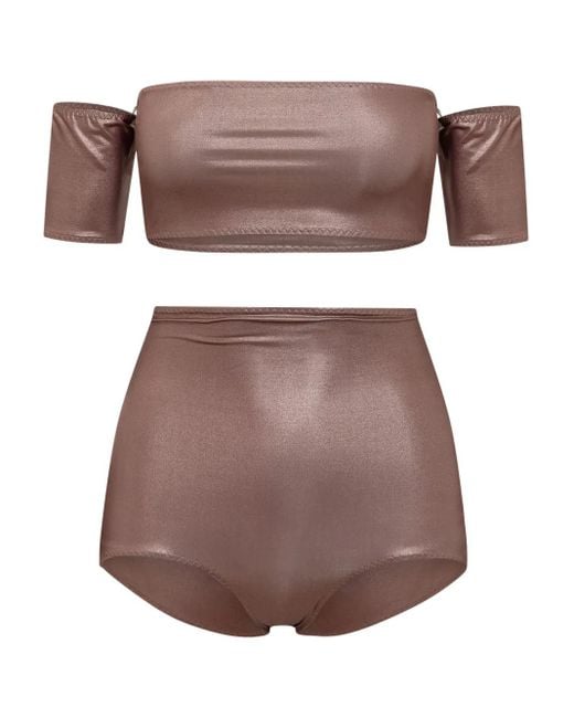 ALESSANDRO VIGILANTE Brown Shiny Bikini Set