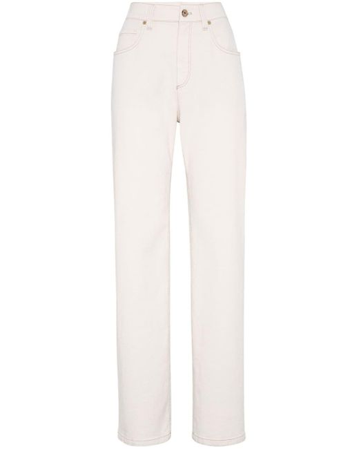 Brunello Cucinelli High Waist Jeans in het White