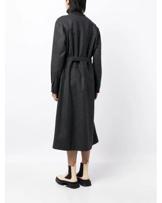 Jil Sander Black Long-Sleeve Belted Midi Shirtdress