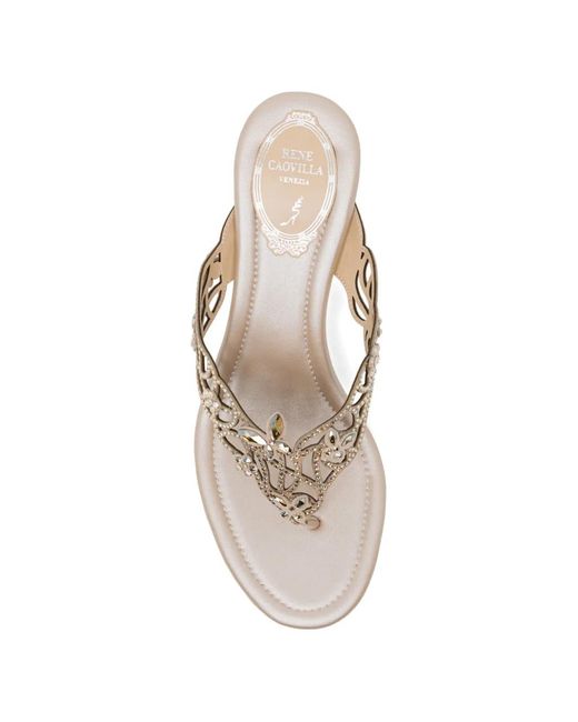 Rene Caovilla Metallic 60Mm Crystal-Embellished Sandals