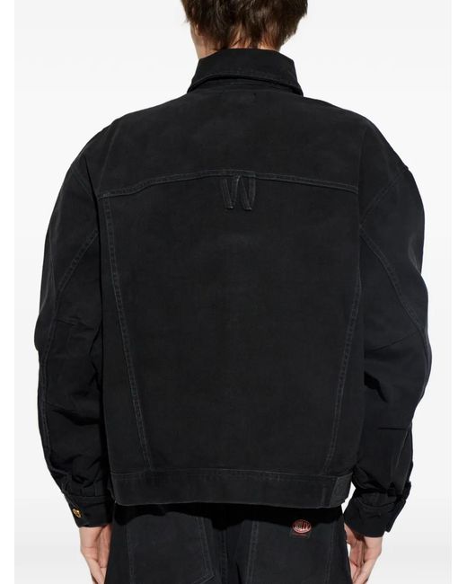 Willy Chavarria Black Logo-Buttoned Denim Jacket for men