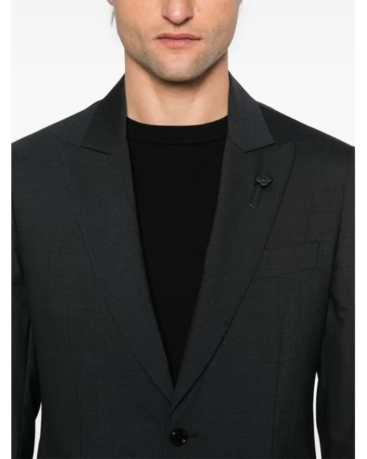 Lardini Black Brooch-Detail Suit for men