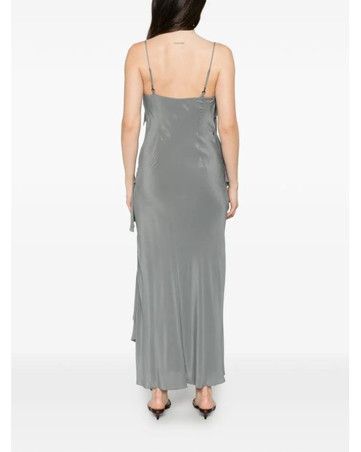 Patrizia Pepe Gray Robe Longue À Volants
