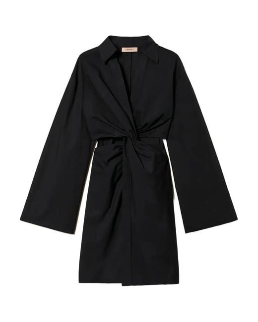 Twinset Black Twist-Detail Cut-Out Tunic