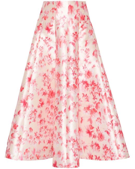 Philosophy Di Lorenzo Serafini Pink Floral-print Midi Full Skirt