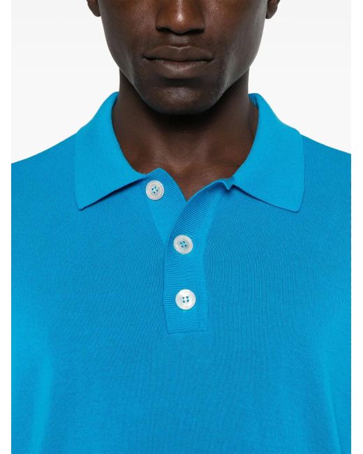 Amaranto Fein Gestricktes Poloshirt in Blue für Herren