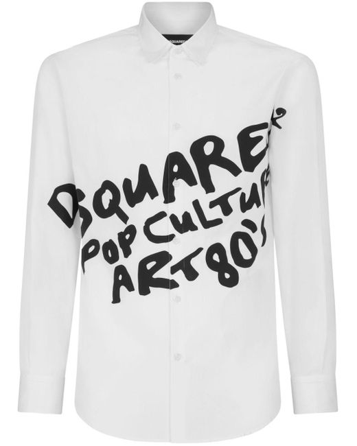 DSquared² White Graphic-print Cotton Shirt for men