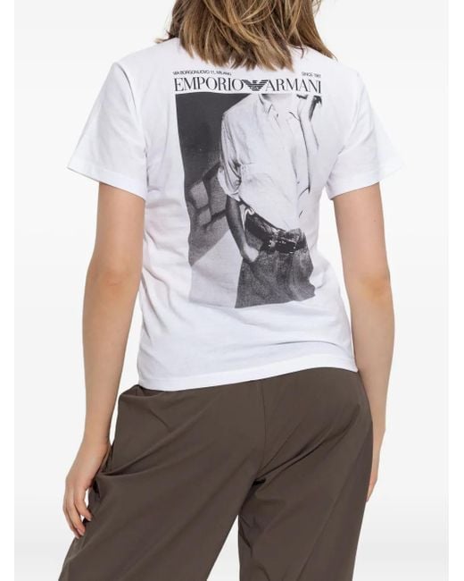 Emporio Armani White Logo Cotton T-Shirt