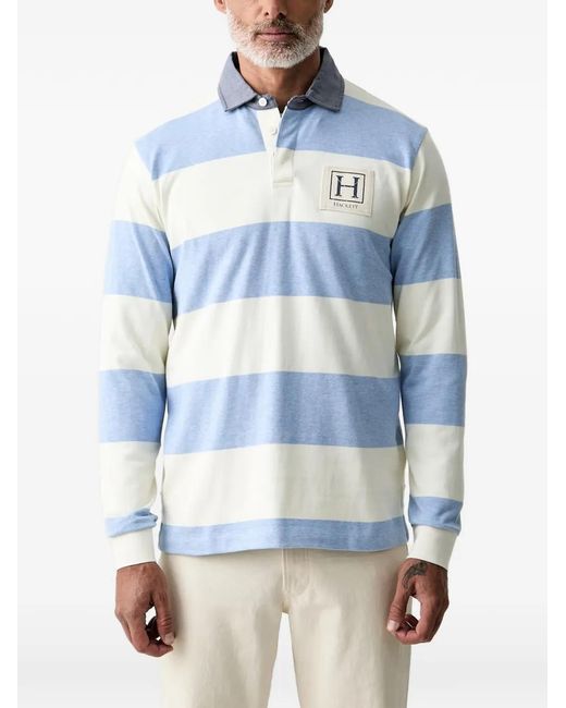 Hackett Blue Striped Long-Sleeve Polo Shirt for men