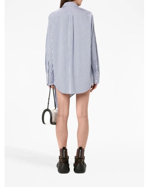 J.W. Anderson Blue Striped Long-Sleeve Draped Shirt