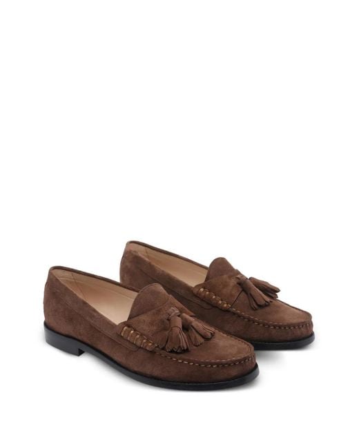 Stuart Weitzman Brown Tassel Round Toe Loafers