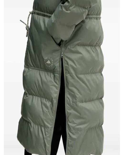 Adidas By Stella McCartney Green Hooded Drawstring Coat