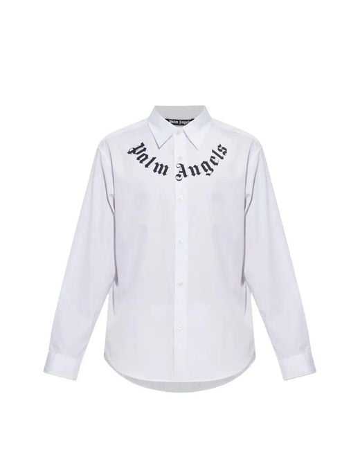 Palm Angels White Logo-Print Shirt for men