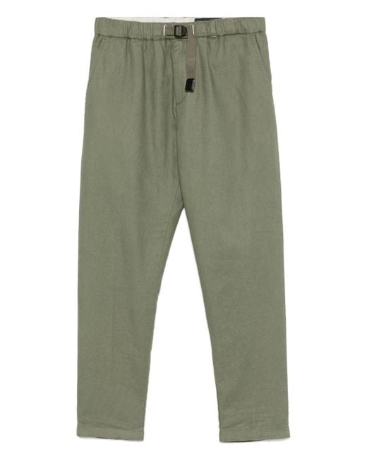 White Sand Green Tapered Trousers for men