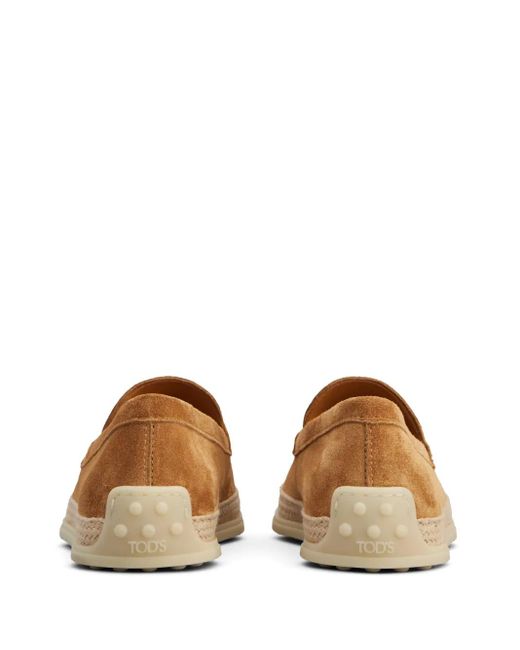 Tod's Brown Logo-Debossed Suede Espadrilles