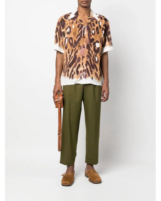 Marni Green Cropped Elasticated Trousers for men