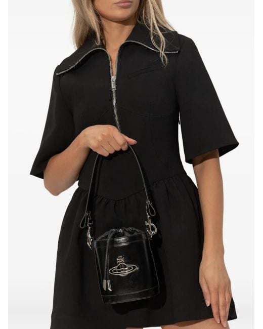 Vivienne Westwood Orb-Embellished Bucket Bag in Black | Lyst