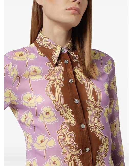 Versace Poppies シャツ Brown