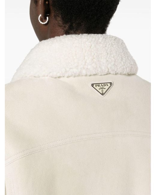 Prada Natural Spread-collar Shearling Jacket