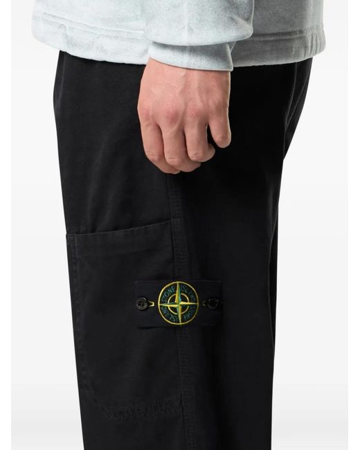 Stone Island Black 3100005 Logo-Patch Trousers for men