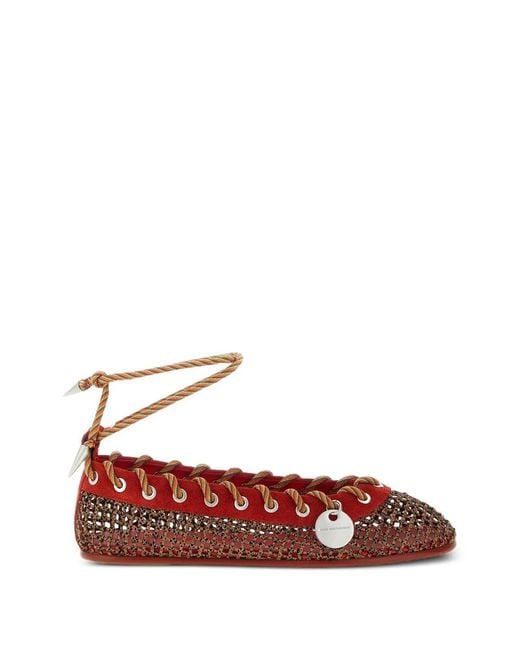 Kiko Kostadinov Red Reticella Tie Ballet Flats