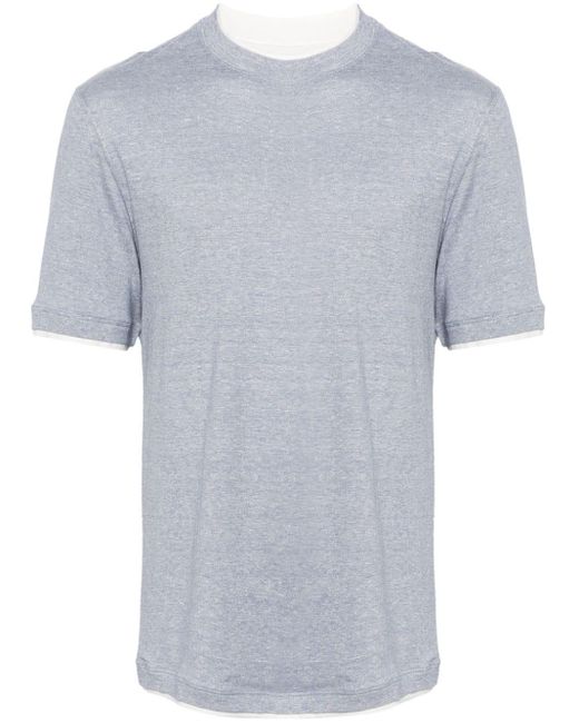 Brunello Cucinelli Meliertes T-Shirt im Layering-Look in Gray für Herren