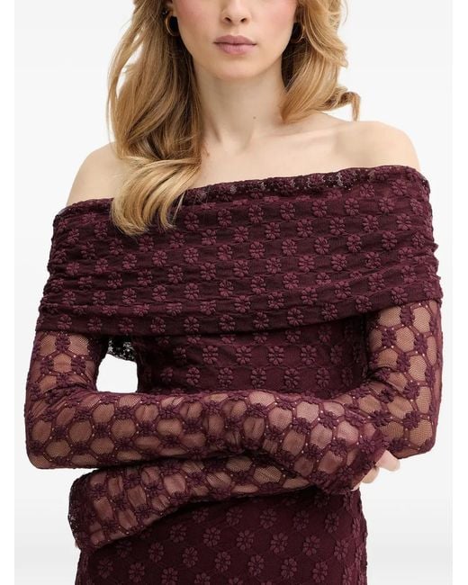 Bardot Purple Adoni Off Shoulder Dress