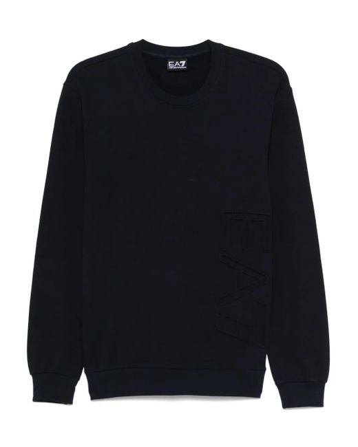 EA7 Blue Logo-Embossed Sweatshirt for men