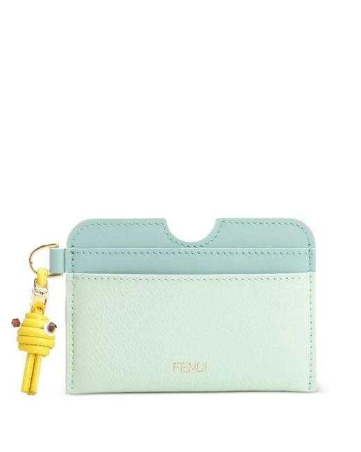 Fendi Blue Ff Diamonds Fish-Charm Card Holder