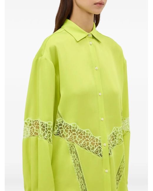 MSGM Yellow Lace Panel Shirt