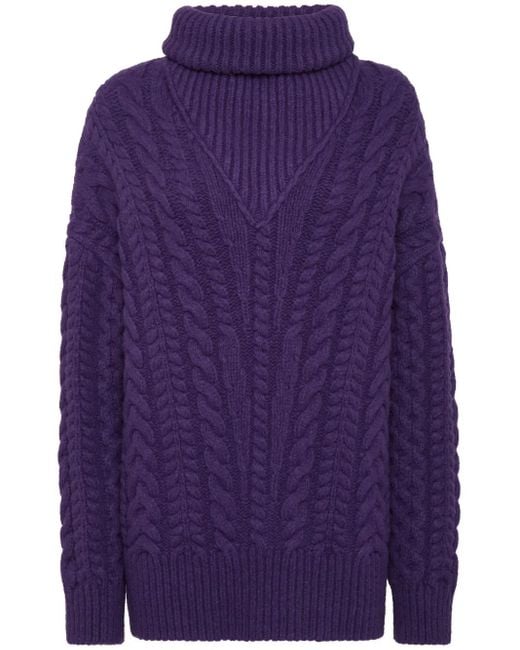 Philipp Plein Purple Skull&Bones Turtleneck Sweater