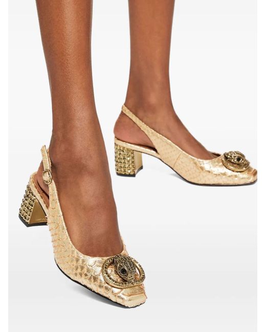 Kurt Geiger Natural 60Mm Snake-Embossed Crystal-Embellished Slingback Pumps