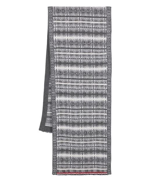 Thom Browne Gray Tartan-Check Wool Scarf