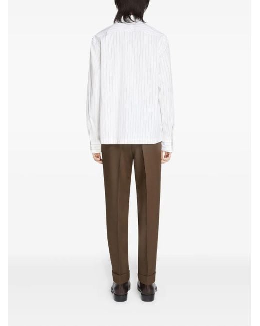 Camisa de algodón a rayas diplomáticas Dries Van Noten de hombre de color White