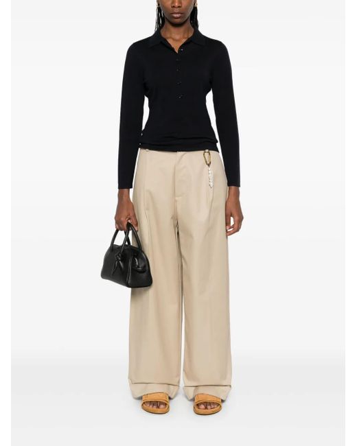 Allude Black Fine-Knit Polo Shirt