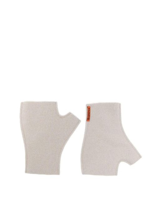 Barena White Logo-Patch Gloves for men